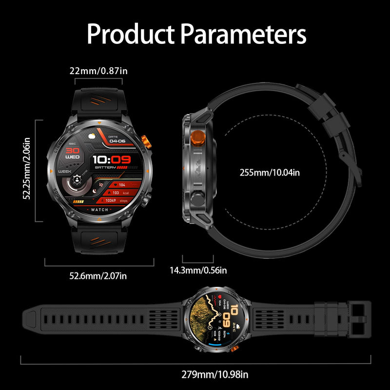 MIlitary Smart Watch with Compass/Flashlight for Android & iPhone (2 Bands) | 100 Days Battery/IP68 Waterproof, Answer/Make Calls, 1.7" HD Fitness Tracker Watch with Sleep/Heart Rate Monitor for Men