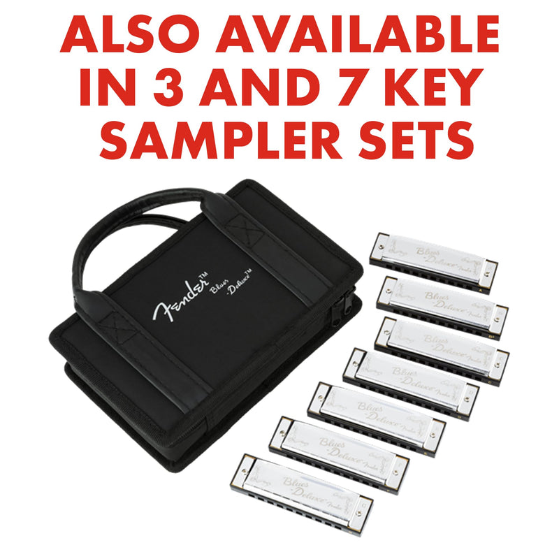[AUSTRALIA] - Fender Blues Deluxe Harmonica, Pack of 3 with case (Keys C,G,A) Variety 
