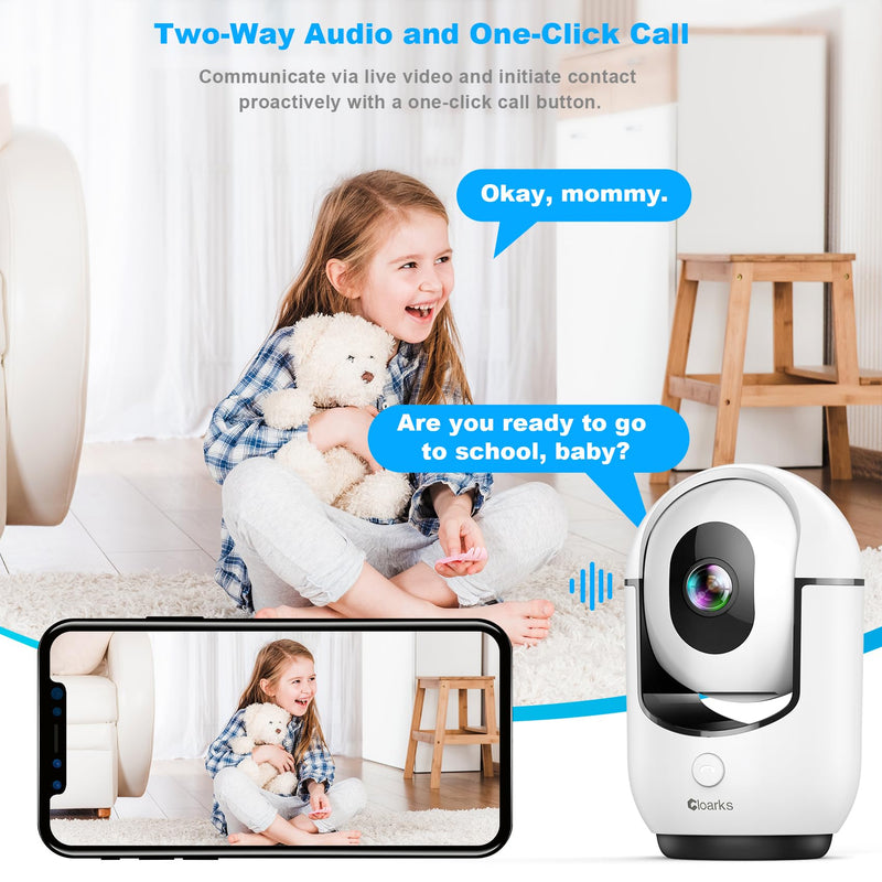 2K Pan/Tilt Security Camera, WiFi Indoor Camera for Home Security with AI Motion Detection, Baby/Pet Camera with Phone App, Color Night Vision, 2-Way Audio, 24/7, Siren, TF/Cloud Storage white