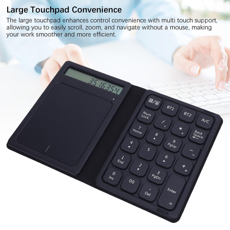 Focket 23 Keys Numeric Keypad, Wireless Number Pad with Touchpad Calculator 3 in 1 Foldable Ultra Thin Design PU Leather Case for Laptop Tablet PC OS X