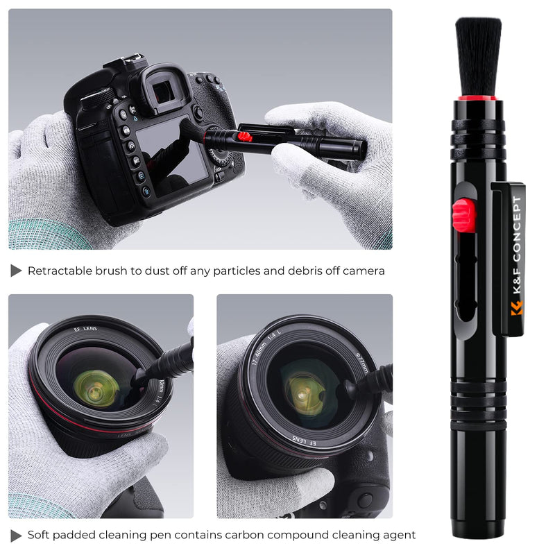 K&F Concept Lens Cleaning Pen with Soft Brush, Double-Sided Carbon Head for Camera Lens, Optical Lens, Glasses, Cosmos/Valve Index /PS4 PS5 VR Headset, Drone Dust and Fingerprint Cleaning Cleaning Pen*1