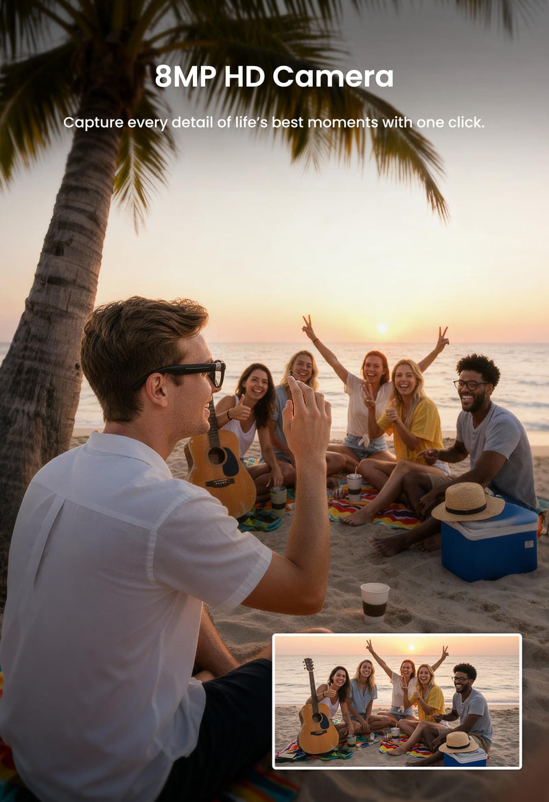 G1 AI Smart Glasses with Camera and Bluetooth, 8MP Video Recording Glasses | Camera glasses with AI translation, visual recognition, voice assistant, Bluetooth audio and hands-free photo/video capture G1 Carbon Black