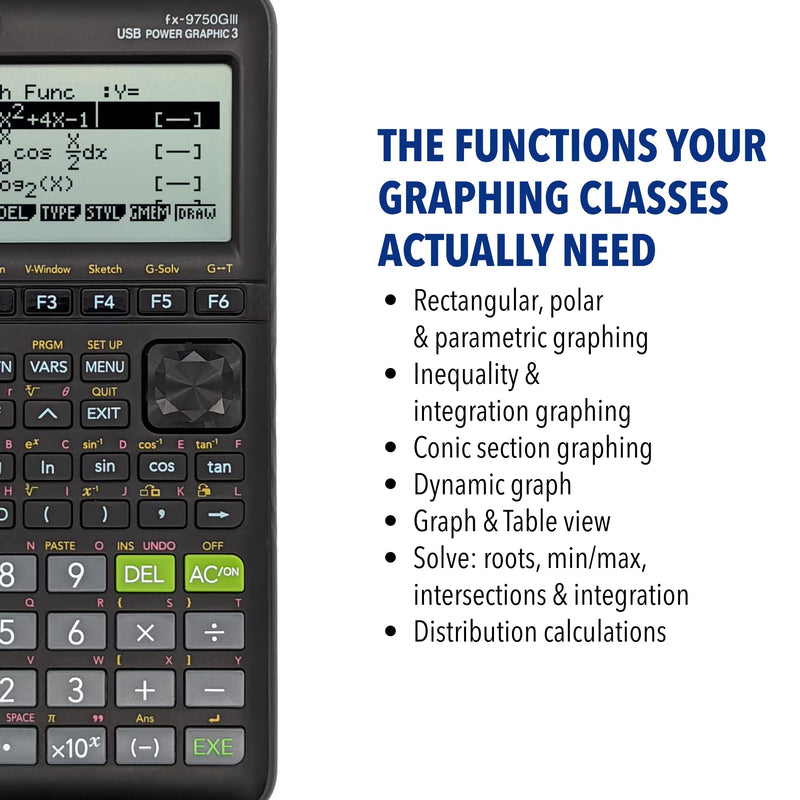 Casio fx-9750GIII Graphing Calculator, Python Programming, Black | Natural textbook display with Python programming; ideal for exams, STEM & advanced math