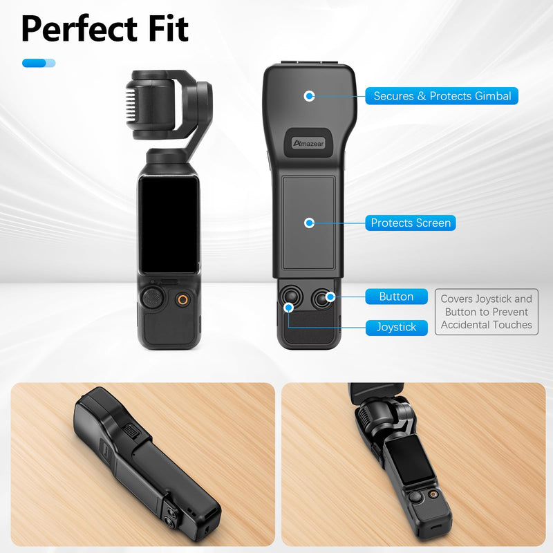 AMAZEAR Gimbal Screen Protective Cover for DJI Osmo Pocket 3 Accessories, Lens Cap Hard Case for Xtra Muse Gimbal Vlog Camera with Soft Lining, Compact Design, Quick Open/Close, Black