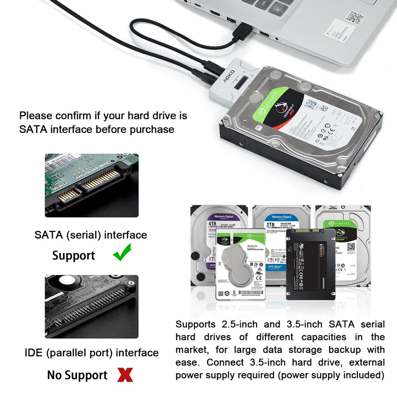 M.2 SATA/NVMe to USB Docking Station,Hard Drive Reader Adapter, External M.2 SSD Enclosure for M.2 PCIe NVMe and SATA SSDs, Compatible with SATA III HDD/SSD (M.2 Dock or SATA Adapter) | External M.2 Dock & Adapter for Both (M Key, B+M Key）,SATA Hard Dr...