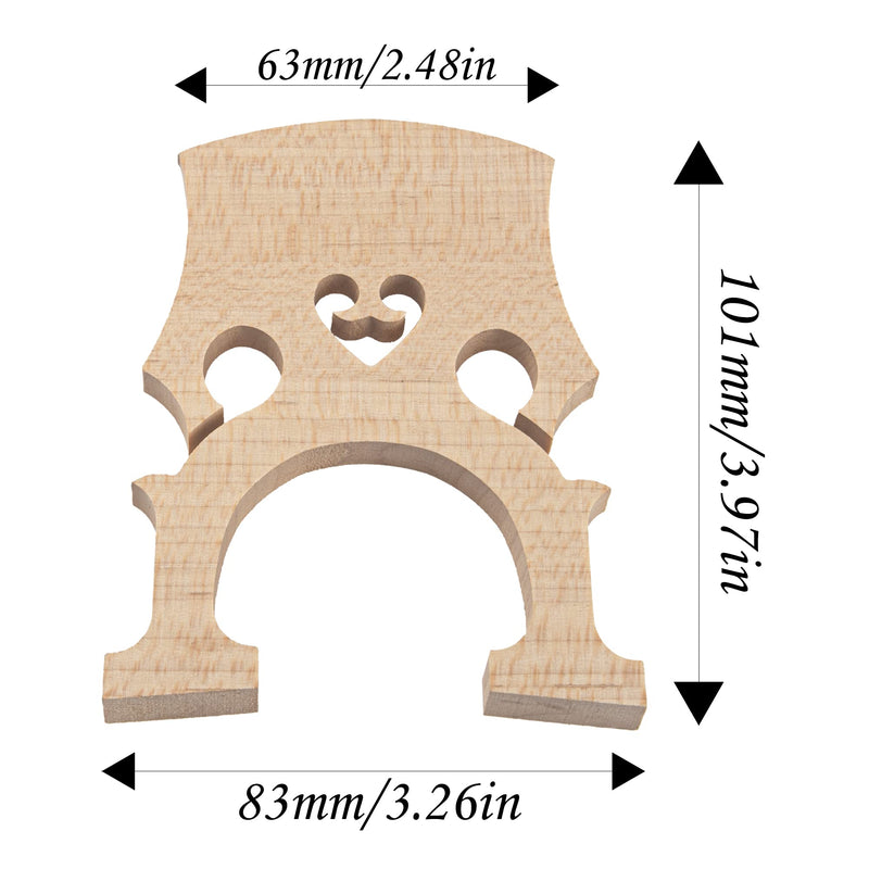 2Pcs Yootones Cello Bridge, Maple Wood 3/4 4/4 Cello Bridge Maple Wood Self-Adjusting Fitted Bridge Compatible with Cello Musical Instrument Accessory (3/4)