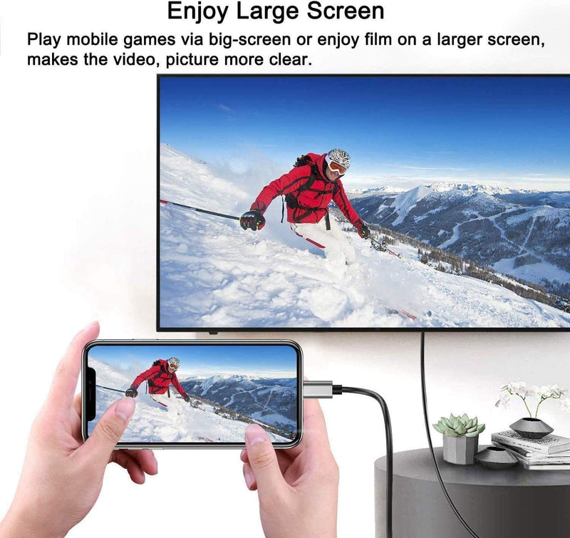 [Apple MFi Certified] Lightning to HDMI Adapter for Phone to TV,Compatible with iPhone,iPad, Sync Screen Connector Directly Connect on HDTV/Monitor/Projector NO Need Power Supply,Support IOS11.0 Black