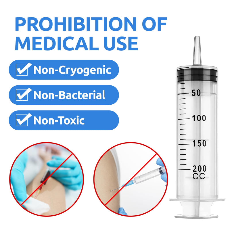 [AUSTRALIA] - Pack of 2 Syringes, 200 ml Syringe with Hose, Large Syringe, Oil Syringe, Syringe Set for Industrial Use 200ml 