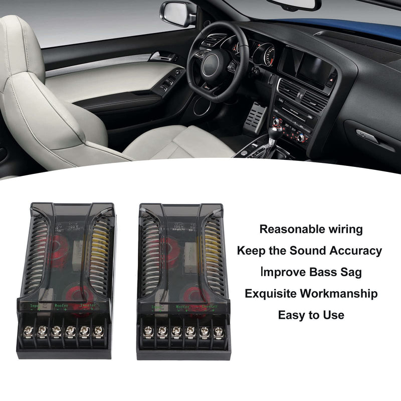 Headerbs 2 Way Car Audio Crossover 2 Pack Speaker Tweeter Passive Crossover Divider with Overcurrent 300 Watts HEADERBSQY7SGW1CHK