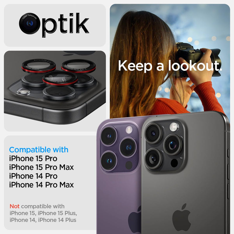 Spigen Camera Lens Screen Protector [GlasTR EZ Fit Optik Pro] Designed for iPhone 15 Pro Max/iPhone 15 Pro/iPhone 14 Pro Max/iPhone 14 Pro [Case Friendly] - L-Series [2 Pack]