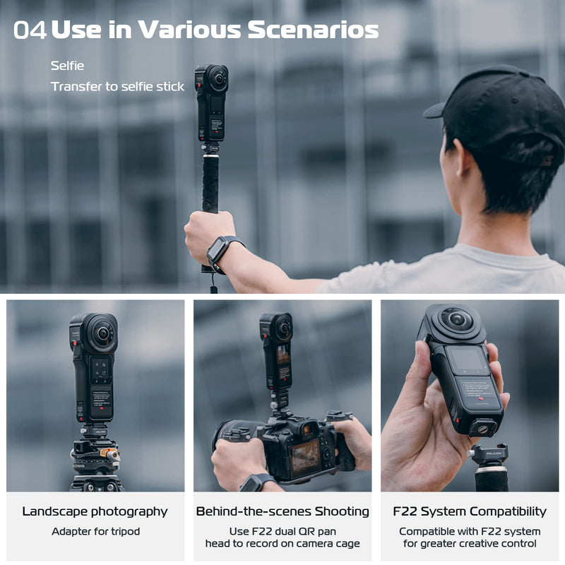 FALCAM F22 Quick Release Kit for Insta360, Panoramic Camera Mounting Adapter Convert 1/4" Thread to F22 QR System, Camera Accessory for Insta 360 ONE RS, ONE RS 1-inch, ONE X/X2/X3/Go 3/Ace Pro F22 QR System for insta360