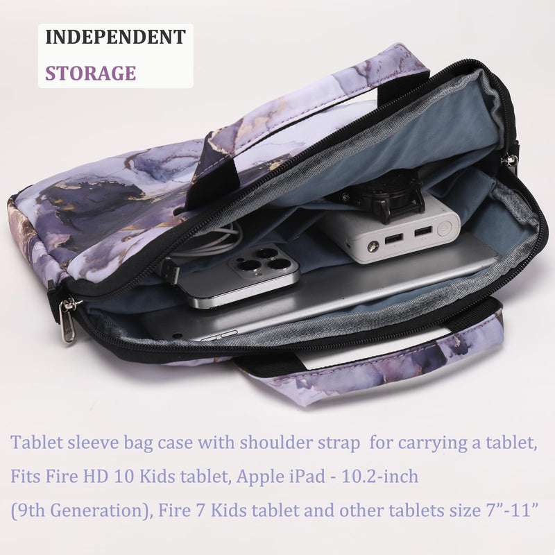 JIANYA Tablet Sleeve Bag Kids Tablet Carry Bag for iPad with Shoulder Strap Teen Youth 10-12.5 Inch Tablet Bags, Cases & Sleeves, Marble Purple Marble/ Purple