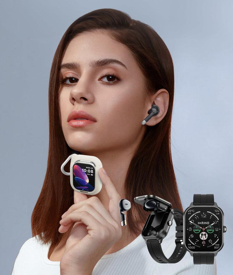 Diyeeni D8 Pro Smart Watch with Earbuds for Men Women, 2.01 Inch HD Touch Screen, 2 in 1 BT Watch with Sports Mode, Remote Camera Control, Weather, Alarm Clock for iOS for Android (Black Black with Steel Strap