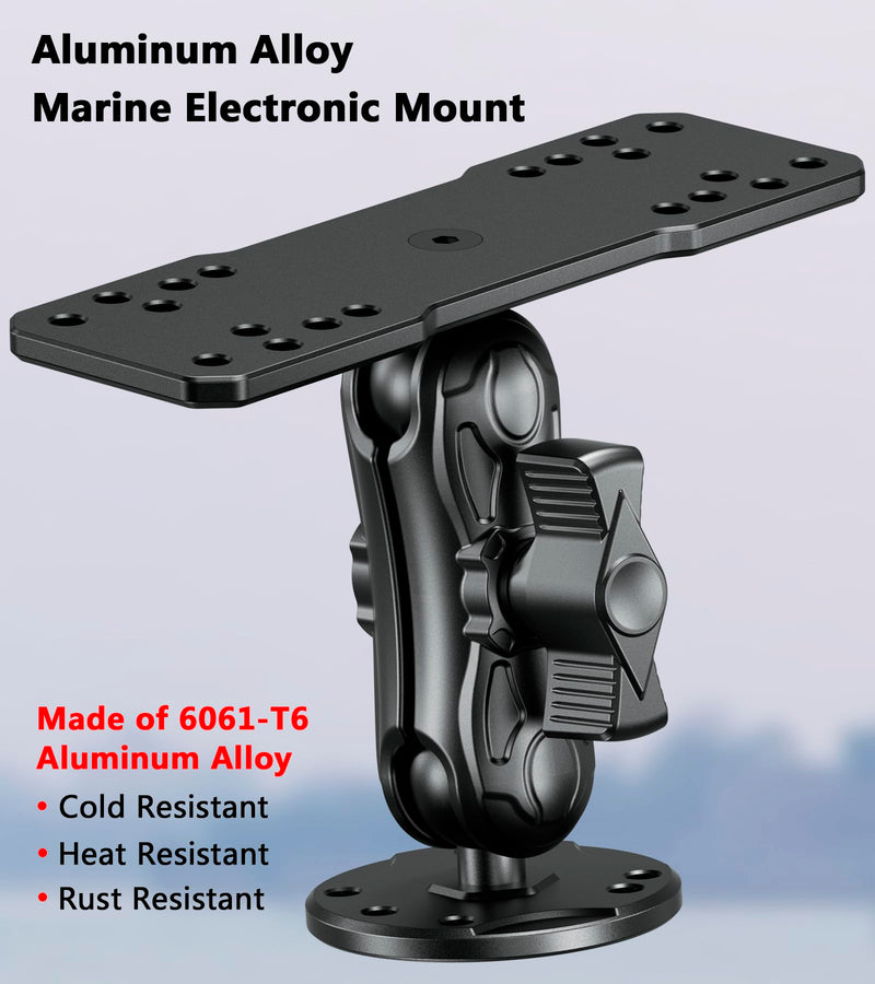 VAZESWIN 1" Ball Aluminum Alloy Fish Finder Mount with 3.5" Medium Arm | Universal AMPS Rectangular Plate, Round Base, Marine Electronic Mount Compatible with Garmin, Lowrance, Humminbird, Raymarine