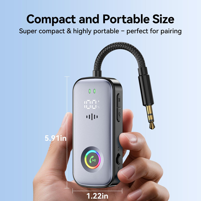 [AUSTRALIA] - Bluetooth Transmitter Receiver,Supports 2 AirPod/Headphone,HD Battery Level Display,Low Latency, 3.5mm Audio Interface Bluetooth Audio Adapter,for Airplane,TV,Car,Gyms,Home Audio Stereo Systems 