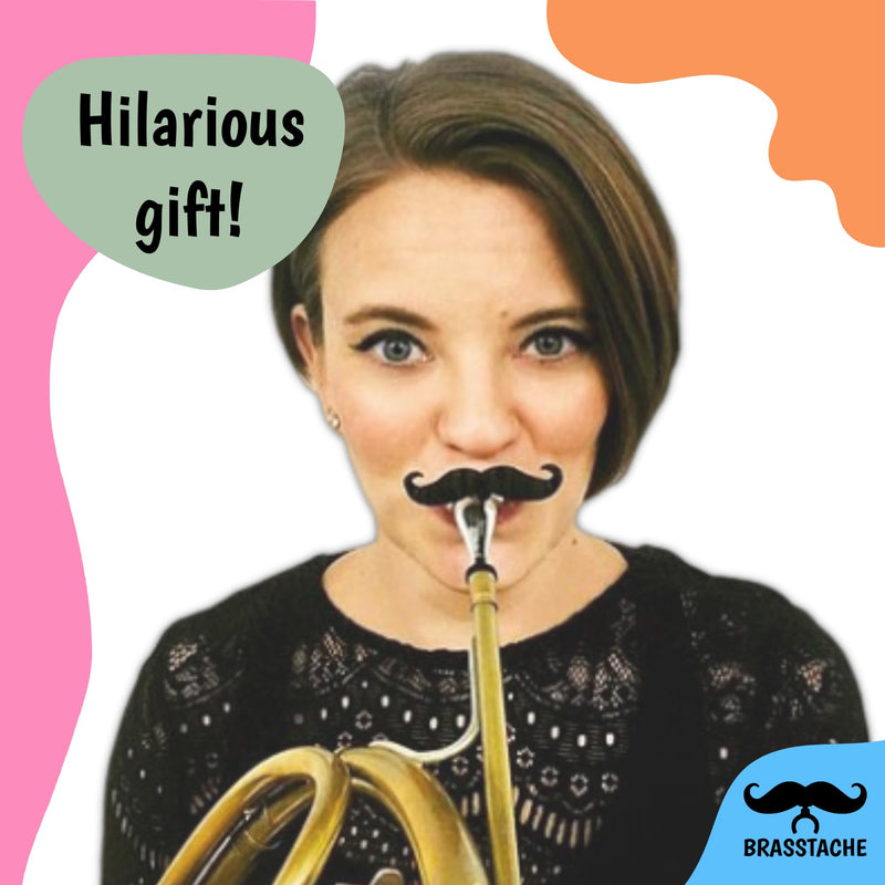 Brasstache 2.0 for Kids - (2-pack) Clip-on Mustache for Brass Players, Original Mustache Size (Trumpet) Trumpet