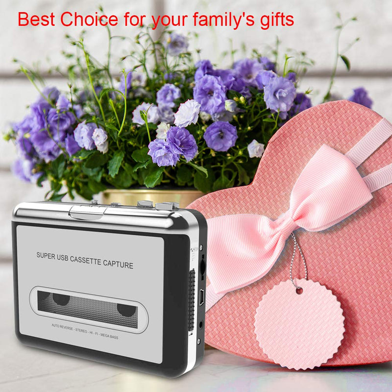 Cassette Player-Cassette Tape to MP3 CD Converter- Powered by Battery or USB,Convert Walkman Tape Cassette to MP3, Compatible with Laptop and PC, USB Cable,Software CD,3.5mm Jack Earphone GRAY