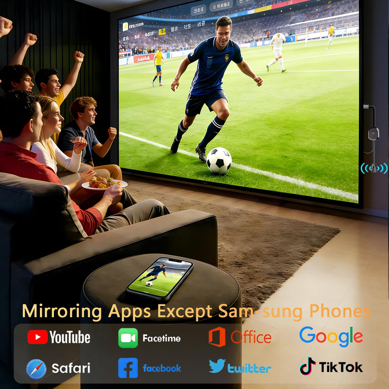 [AUSTRALIA] - 4K Wireless Display Adapter Dongle, Screen Mirroring for i-Phone i-Pad Android Laptop to TV Monitor Projector, Support AirPlay Miracast DLNA, No App Required Video Cast for Home Office Black 