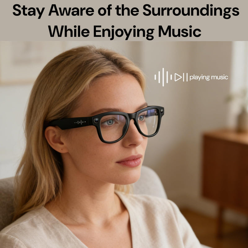 Smart Bluetooth Glasses with Camera, 800W HD Camera Glasses for Video and Audio Recording, Photography, Sunglasses with UV Protection, AI Real-time Translation, Music & Call, Unisex