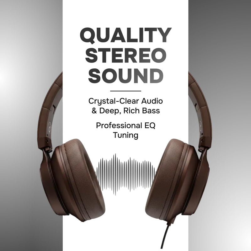 [AUSTRALIA] - ARTIX Over Ear Headphones Wired with Microphone and Volume Control, Foldable Noise Isolating Headset with Deep Bass for School, Laptop, Computer, Chromebook, Tablet, Travel (3.5mm Jack) Mocha Mousse 