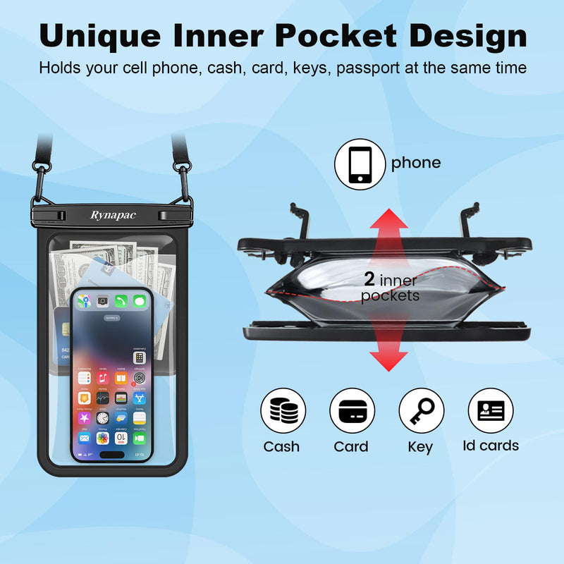 4 Pack Waterproof Phone Pouch, 10in Large Waterproof Phone Pouch 2Pack + 8.5in 2Pack Floating Waterproof Phone Case with Lanyard for iPhone 16 15 Pro Max, Galaxy S24 S23 Ultra, Cruise Ship Essentials