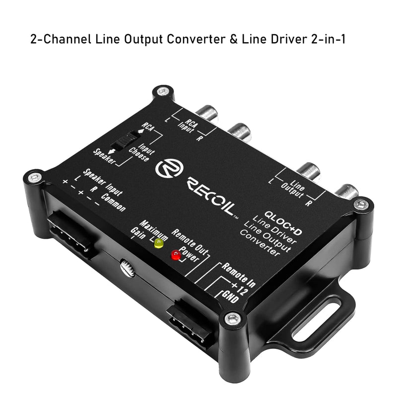 Recoil LOCD Active 2-Channel Line Output Converter Driver 2-in-1, 10V Line Output Signal with Auto Sense Remote Turn-on