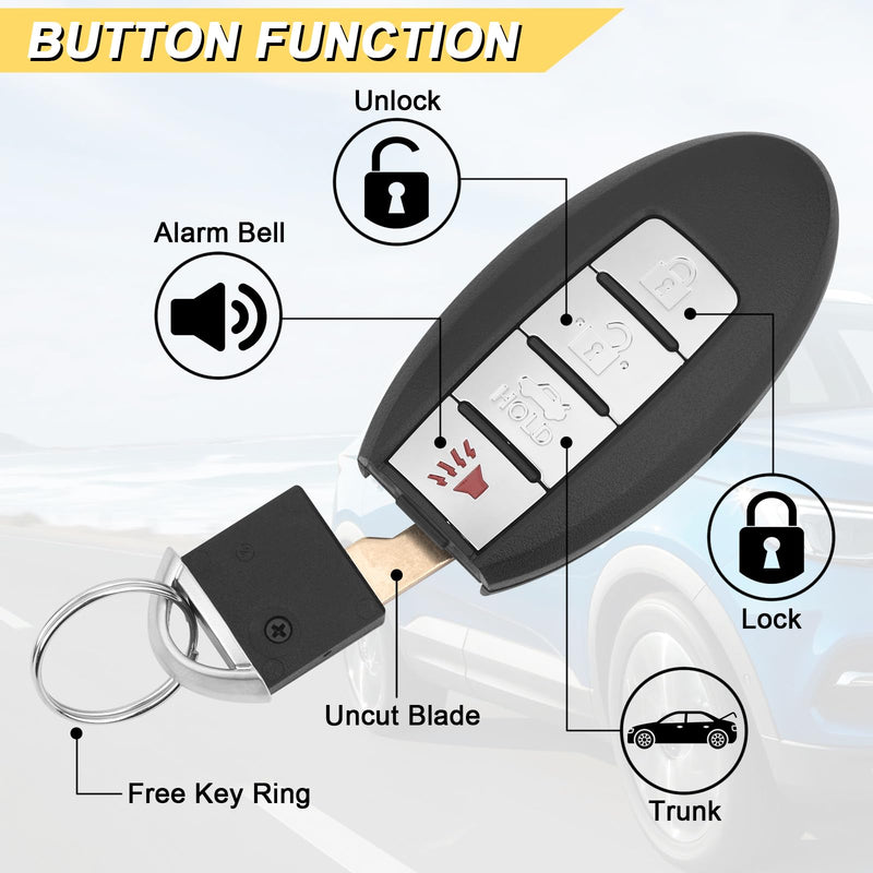 [AUSTRALIA] - Key Fob Replacement for 2007-2012 Nissan Altima/ 09-14 Maxima & Murano/ 09-12 Infiniti FX35/ 08-13 G37/ 09-13 FX50/ 14-16 Q60 QX70/ 11-12 G25/ 07-08 G35, KR55WK48903 KR55WK49622,4 Buttons 