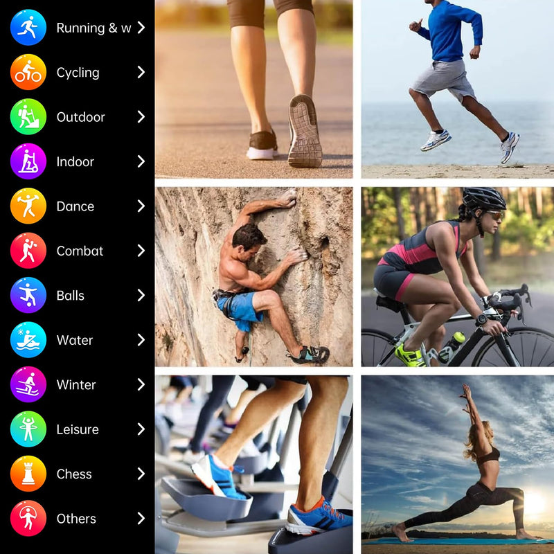 Life Watch Smart Heart Rate Blood Oxygen Body Temperature Sleep Monitor Fitness Steps Tracker Wireless Voice Call iOS &Android Compatible IP67 Waterproof Various Sport Fitness Modes Flash Light- Black
