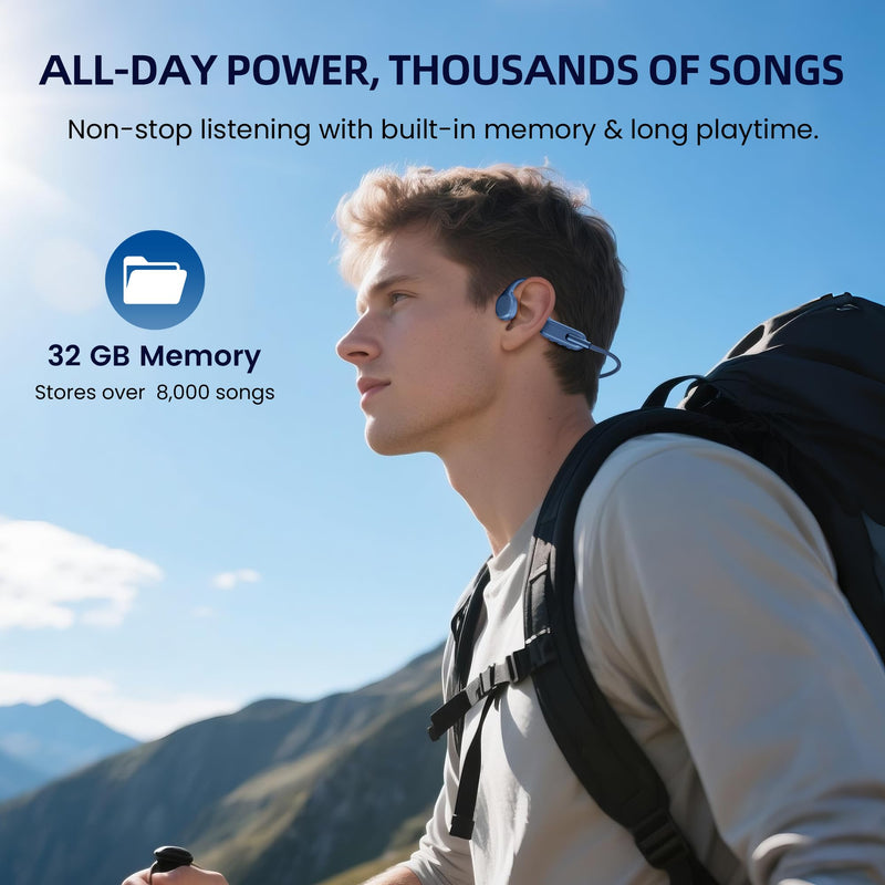 HIFI WALKER Bone Conduction Headphones Waterproof Swimming Headset, Wireless Bluetooth 5.3 for Sport