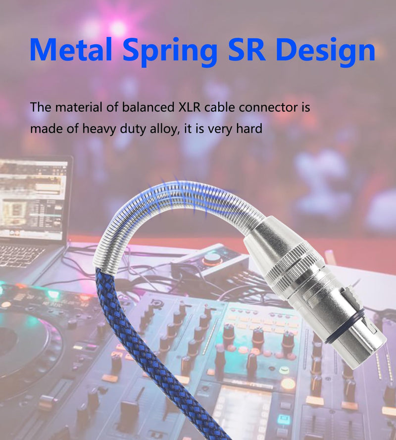 [AUSTRALIA] - LANMINGLEL Short 3 Pin Metal Spring Microphone Cable XLR Male to Female Heavy Duty Balanced Nylon Braided Cord Compatible Speakers, Microphones(0.3M) 0.3M 