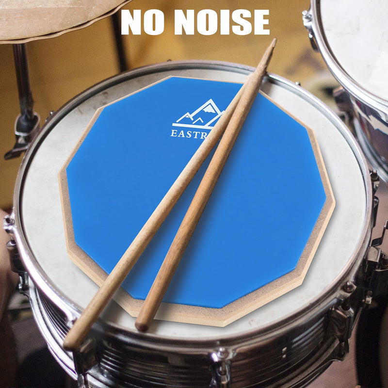 EASTROCK 8 Inches Practice Drum Pad, Double Sided Drum Pad, Silicone Dumb Drum for Beginners,Blue blue 8 inches