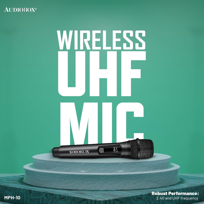 [AUSTRALIA] - Audiobox Wireless Microphone, UHF Metal Dynamic Handheld Multipurpose Mic with Rechargeable Receiver (4hrs), 160ft Range, for Karaoke Machine, Amplifier Speaker, Mixer, Church, PA - Black (2) 2 