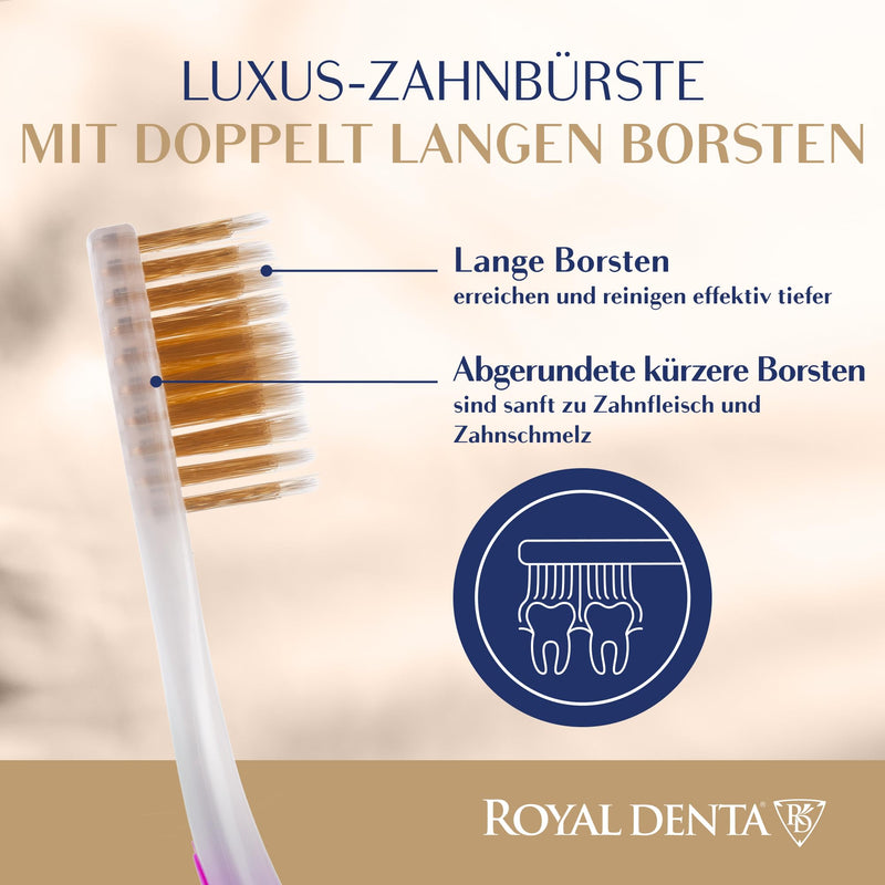 [AUSTRALIA] - Manual Toothbrush Medium for Adults, Floss Toothbrush with Gold, Pink Royal Denta 
