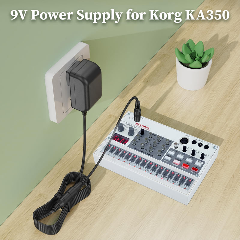 9V Power Supply for Korg KA350 KA-350 Charger for Volca Bass Volca FM Monologue Volca Keys Volca Beats Volca Kick Sequencer Analog Rythm Machine Kross 61 88 Keyboard Synth Machine Power Adapter