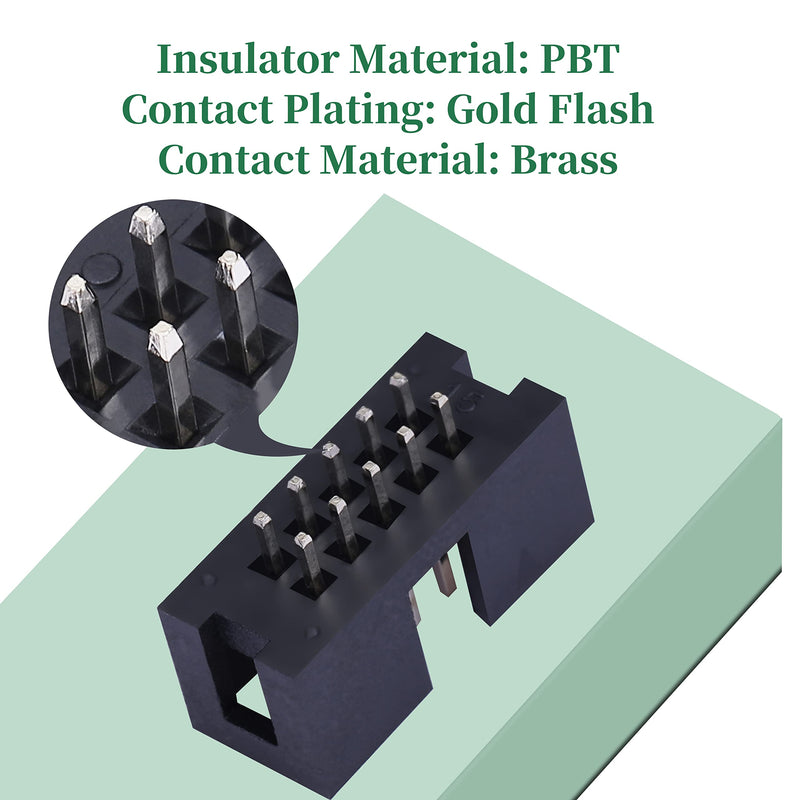 20 Pieces IDC 2 * 5 Double Row 2.54 mm Pitch JTAG ISP 10-Pin Straight Pin in-line Box Header Connector Adapter Cable Male Socket Terminal for PCB Electronic Equipment Projects. 2.54 mm Male Socket Terminal