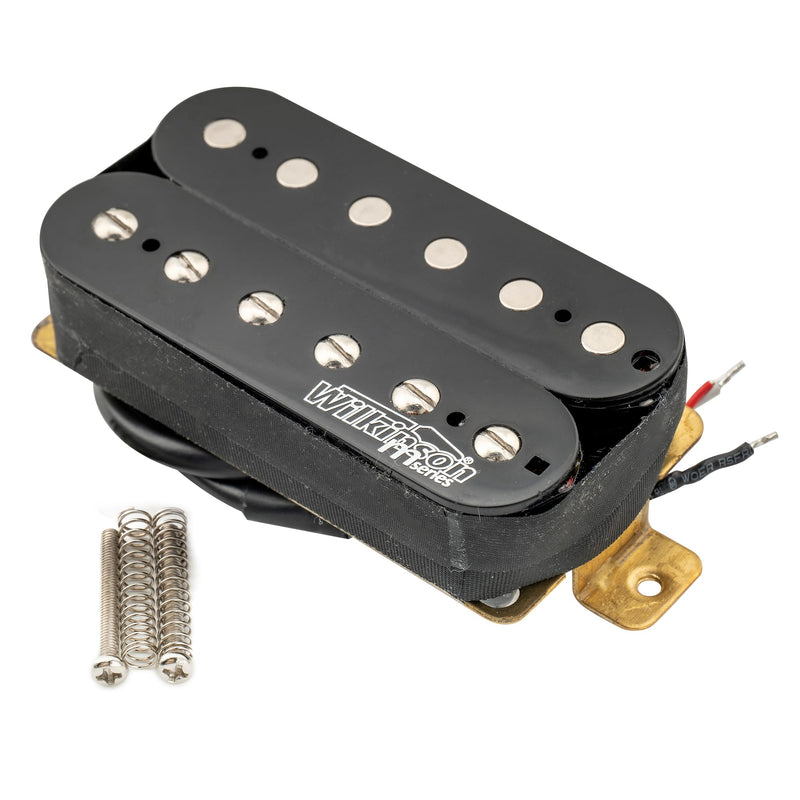 Wilkinson WOHHB Ceramic Overwound Open Style Humbucker Bridge Pickup for Electric Guitar, Black Bridge Black