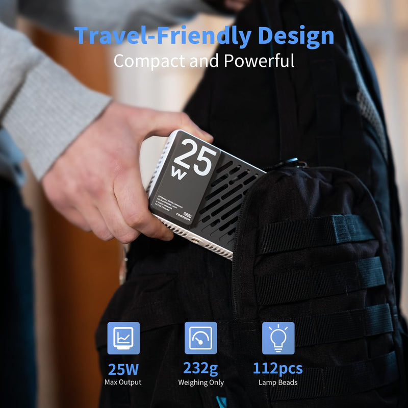 Zhiyun CINEPEER CM25 Video Light, 25W Camera Light, Bi-Color Portable Mini LED Light for Photo and Video Lighting, Built-in Fans Support, PD Fast Charge,14000 Lux@ 2700K-6200K CRI 96+/TLCI 97+