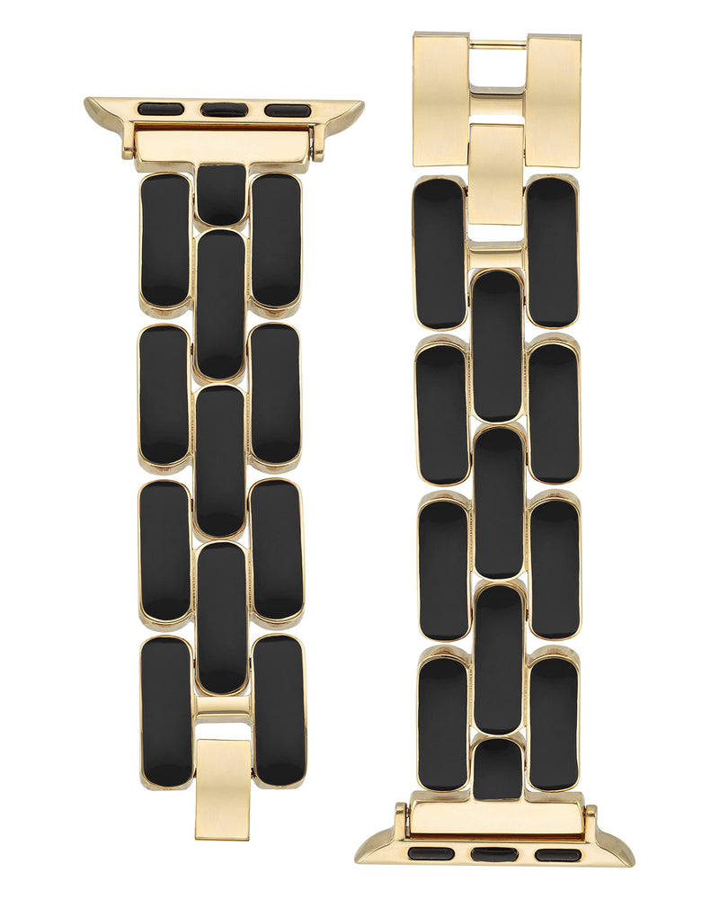 Anne Klein Fashion Bracelet for Apple Watch, Secure, Adjustable, Apple Watch Replacement Band, Fits Most Wrists Black/Gold 42mm (Series 1-3), 44/45/46/49mm (Ultra & Ultra 2)