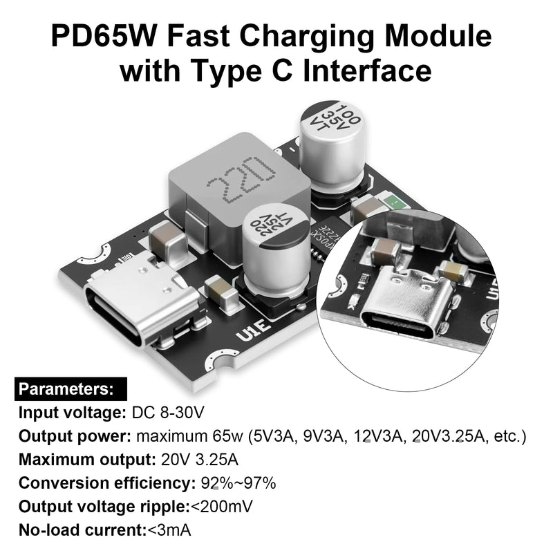 [AUSTRALIA] - PD65W Fast Charging Module, QIQIAZI Fast Charging Module 12V-30V to USB-C PD3.1 QC3.0 with Type-C Port, USB Buck Converter DC-DC Step Down Module for Phone Fast Charging (Pack of 3) 