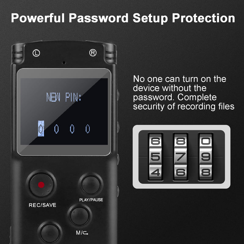 128GB Ultra-Large Screen Digital Voice Recorder Voice Activated Recorder for Lectures Meetings Classes, Audio Recorder with Playback, Password, Variable Speed, Tape Recorder USB Charge, MP3