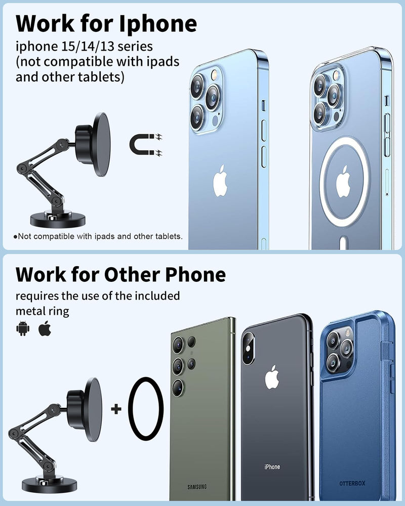 ZBF Magnetic Car Phone Holder Mount (360° Rotation) Cell Phone Car Holder, Phone Mount for Car Windshield Dashboard Hand Free Mount for iPhone 17 16 15 14 13 Pro Max All Smartphones Non-Charging