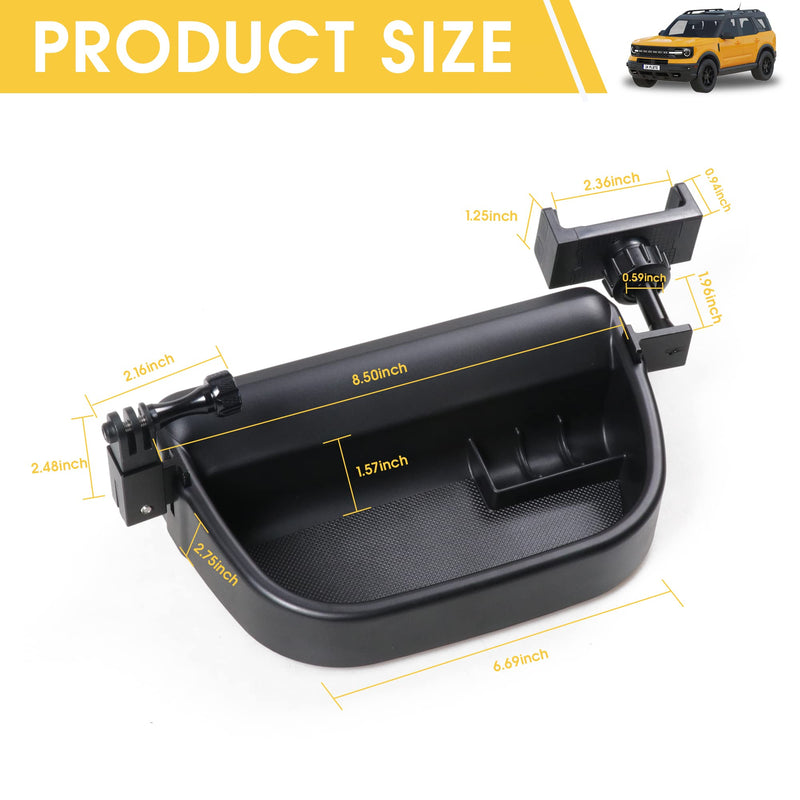 sukemichi Dash Phone Mount for Bronco Sport, Cell Phone Holder & Camera Mount, Multi-Function Dashboard Phone Holder Mount with Tray for 2021-2024 Ford Bronco Sport Accessories 2 Door 4 Door