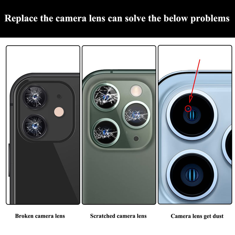 [AUSTRALIA] - 2 Sets Rear Camera Lens Glass Replacement with Adhesive Pre-Installed Compatible for iPhone 12 Pro Max (3 Pieces/Set) with Repair Tools and Installation Manual 