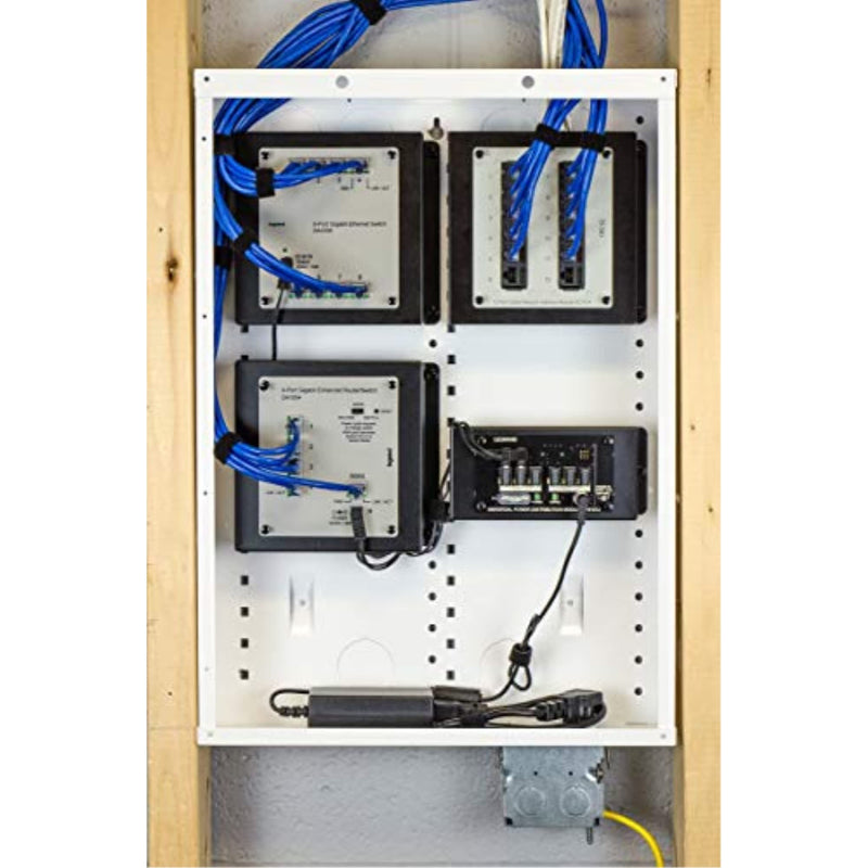 Legrand - OnQ 8 Port Cat 5e Network Interface Module, RJ45 Network Switch, High-Density Mini Patch Panel, Keystone Ports Labeled 1 Through 12, Grey, AC1014