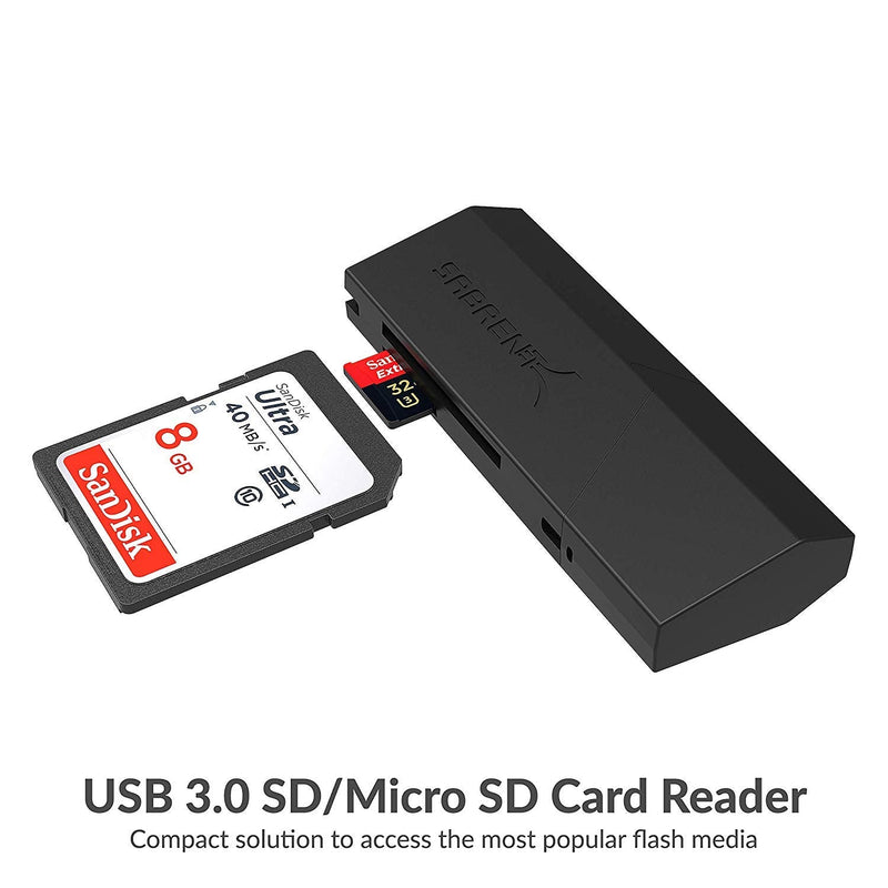 SABRENT SuperSpeed 2-Slot USB 3.0 Flash Memory Card Reader for Windows, Mac, Linux, and Certain Android Systems - Supports SD , SDHC , SDXC , MMC / MicroSD , T-Flash [Black] (CR-UMSS) 2-Slot USB A