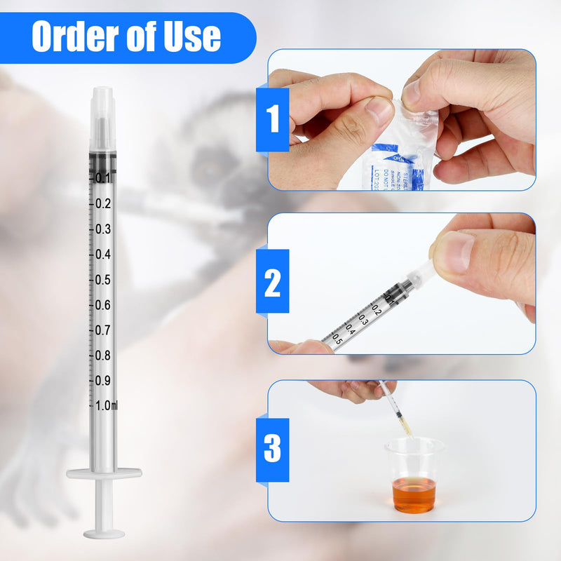 Pack of 100 1 ml Colostrum Syringe with Caps without Needle Colostrum Syringe Plastic Syringes for Refilling and Measuring Liquids, 1 ml Syringe for Scientific Laboratories, Plant Watering 100 Stück