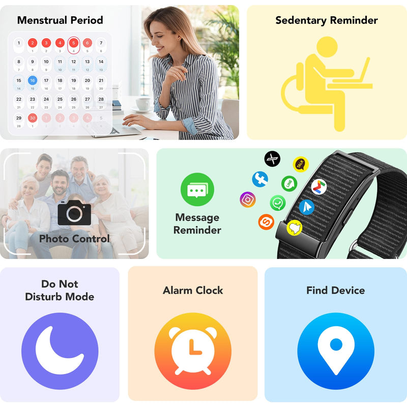 Health Activity Fitness Trackers, 2025 Wearable Smart Bracelet, 120+ Sport Modes Smart Band, All-Day Continuous Heart Rate Blood Pressure Stress HRV Monitor, 24H Sleep Tracker with Free App