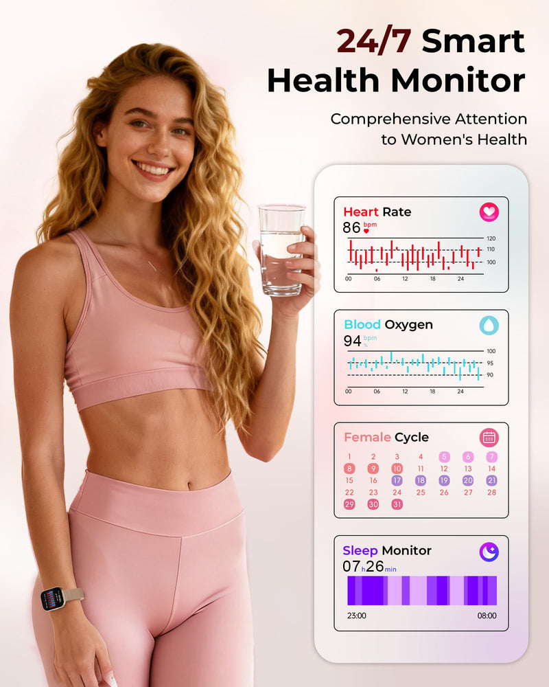 Iaret Smart Watch for Women, 4 Bands & Charm Gift Set, 1.75" HD Fitness Tracker with Bluetooth Calls, Heart Rate SpO2 Sleep Monitor, 120+ Sports Modes, Compatible with Android iPhone (Rose Gold) Rose Gold