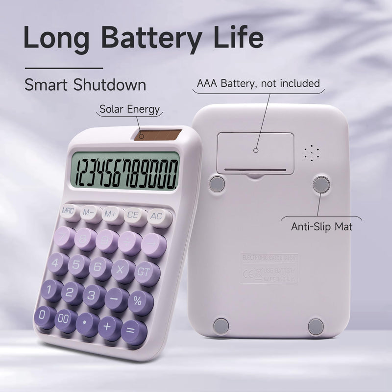 Desk Calculator,12 Digits, Large LCD Display,Big Buttons,Solar and Battery Dual Power Desktop Calculators,Cute and Aesthetic,Suitable for Office and Study (Ombre Purple, M) Ombre Purple