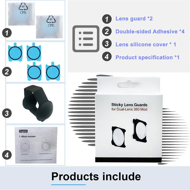[AUSTRALIA] - Sticky Dual Lens Guards for Insta360 One RS/ONE R Panoramic Lens Accessories, with Silicone Lens Cover 